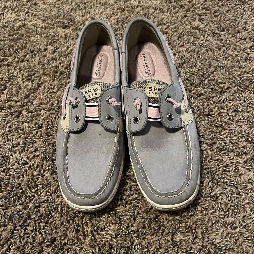 Sperry Gray/Pink Topsider Shoes Size 8.5